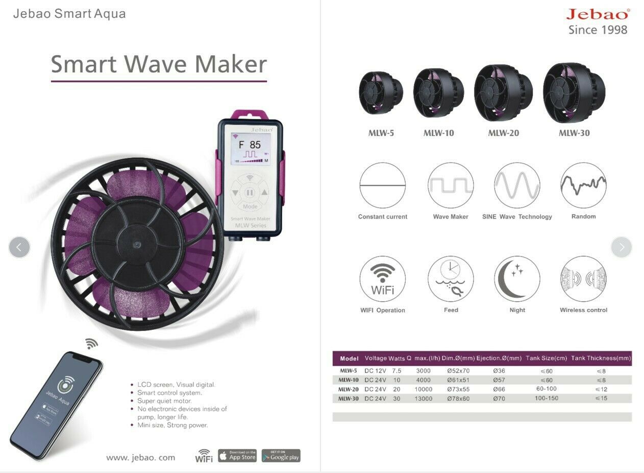 Wave Maker Display Jebao MLW Series Smart Wavemaker LCD Display WIFI – Green Aquatic